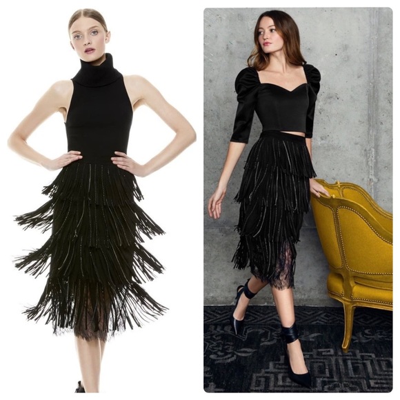 Alice + Olivia Dresses & Skirts - ALICE + OLIVIA Misha Suede Fringe Midi Skirt